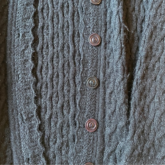 Vintage Black Cable Knit Boyfriend Cardigan Button Up Sweater by KLJ Oswal - Picture 3 of 8